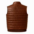 Brown Leather Puffer Vest