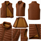 Brown Leather Puffer Vest