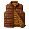 Brown Leather Puffer Vest